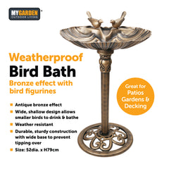 Traditional Weatherproof Pedestal Garden Bird Bath