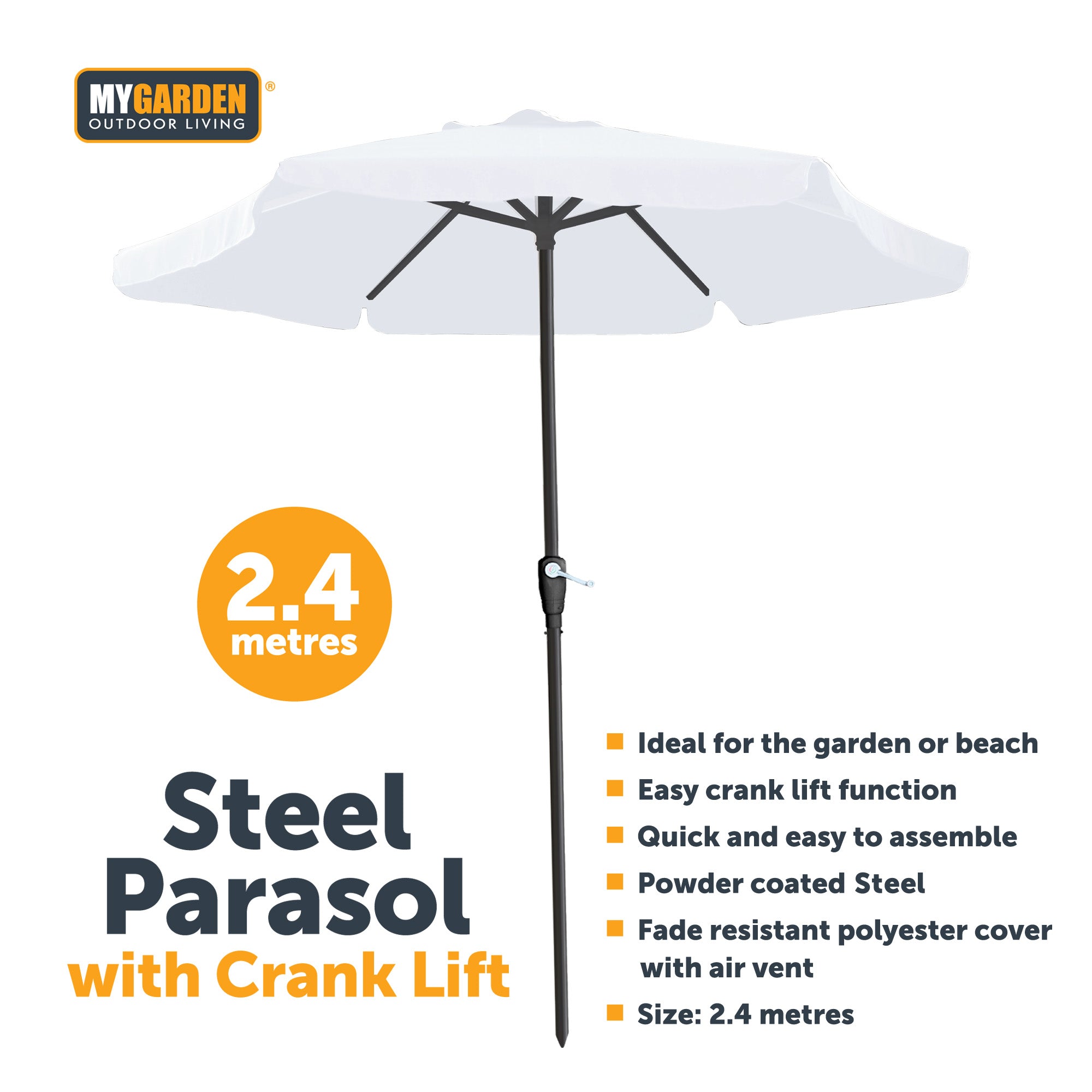 Steel Parasol with Crank Lift Function