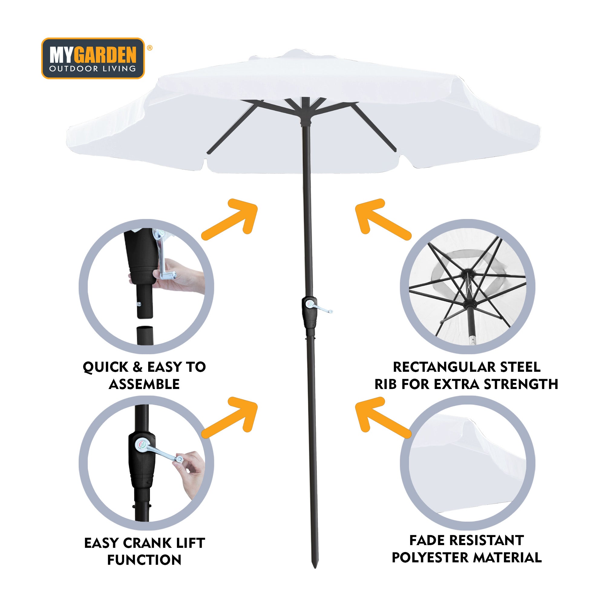 Steel Parasol with Crank Lift Function