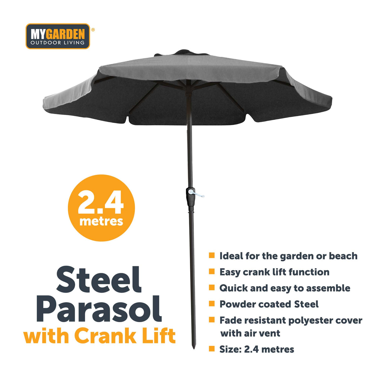 Steel Parasol with Crank Lift Function