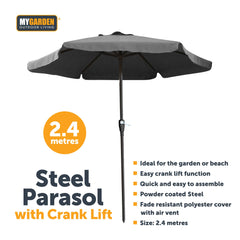 Steel Parasol with Crank Lift Function