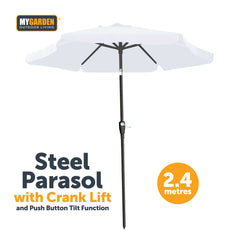 Steel Parasol with Crank Lift and Push Button Tilt Function