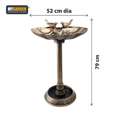 Weatherproof Bird Bath with Bird Figurines