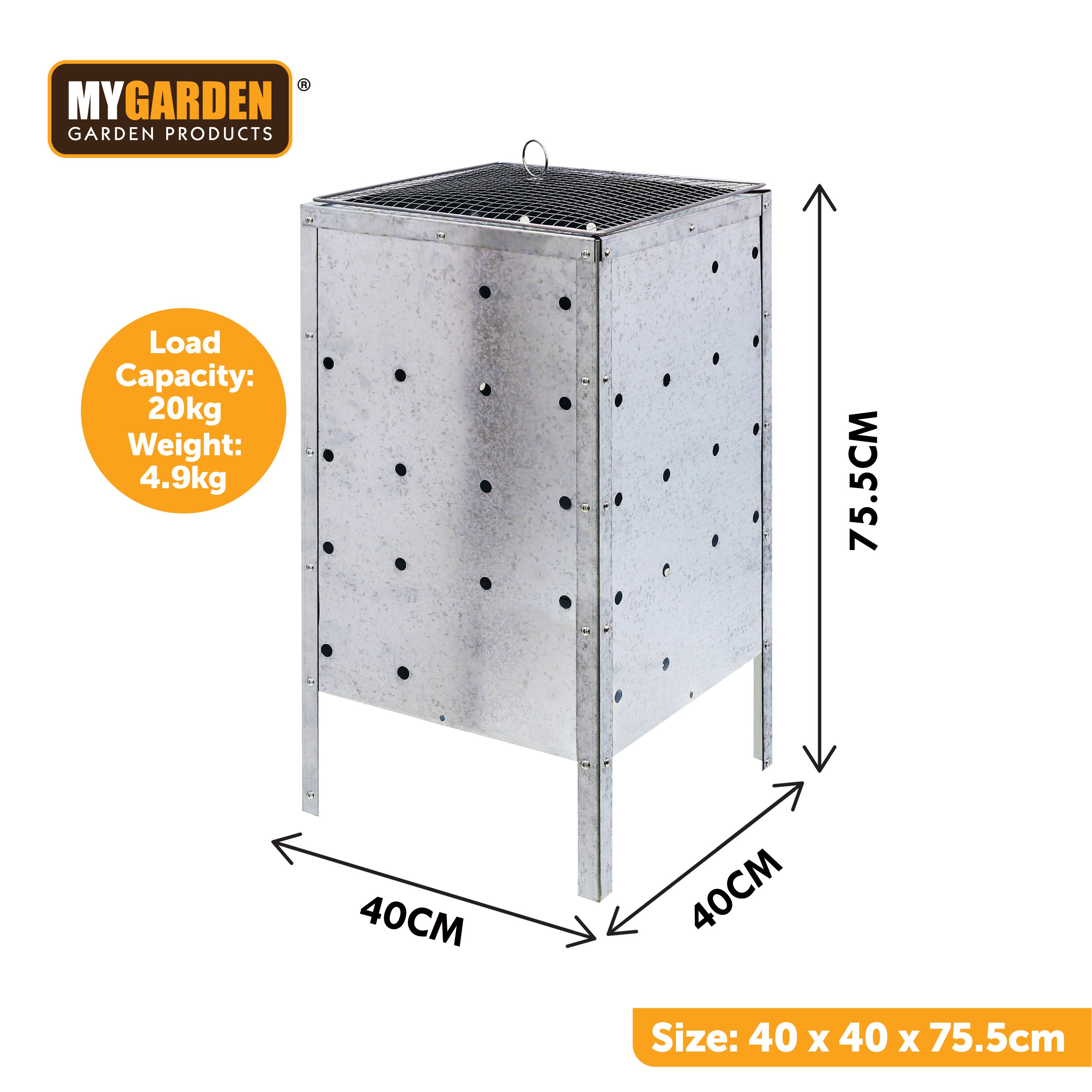 90 Litre Square Galvanised Steel Incinerator