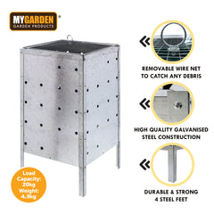 90 Litre Square Galvanised Steel Incinerator