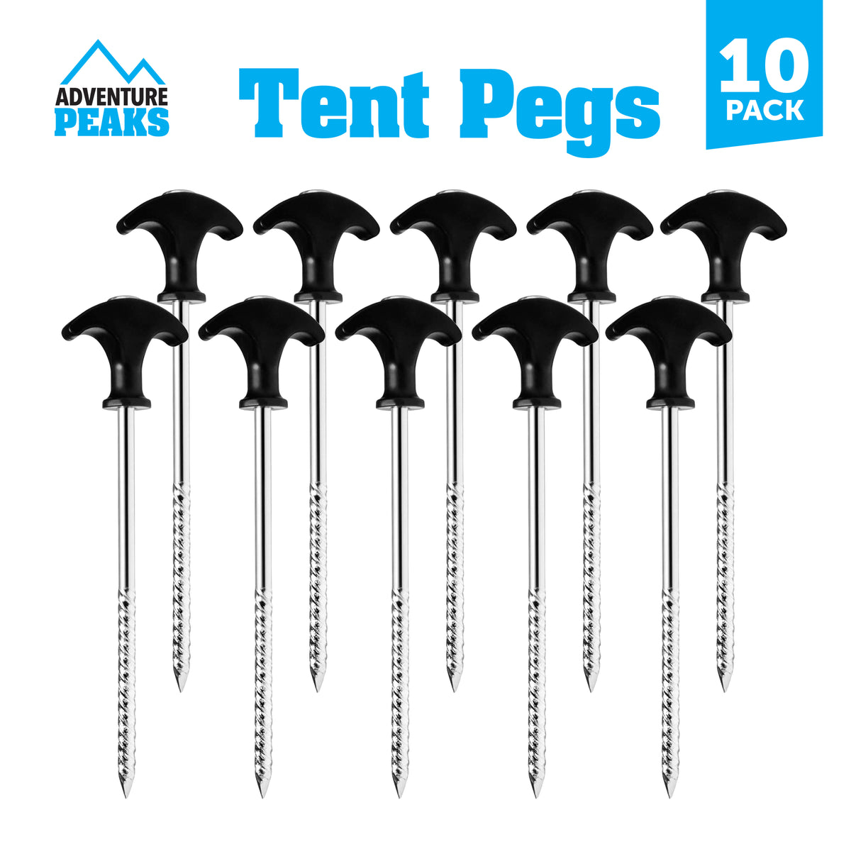 10PK Spiral Thread Tent pegs