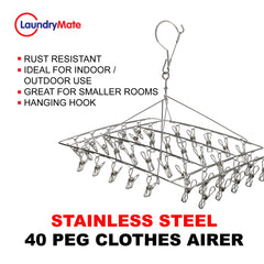 Stainless Steel 40-Peg Clothes Airer