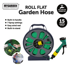 15m Roll Flat Garden Hose with Spray Gun