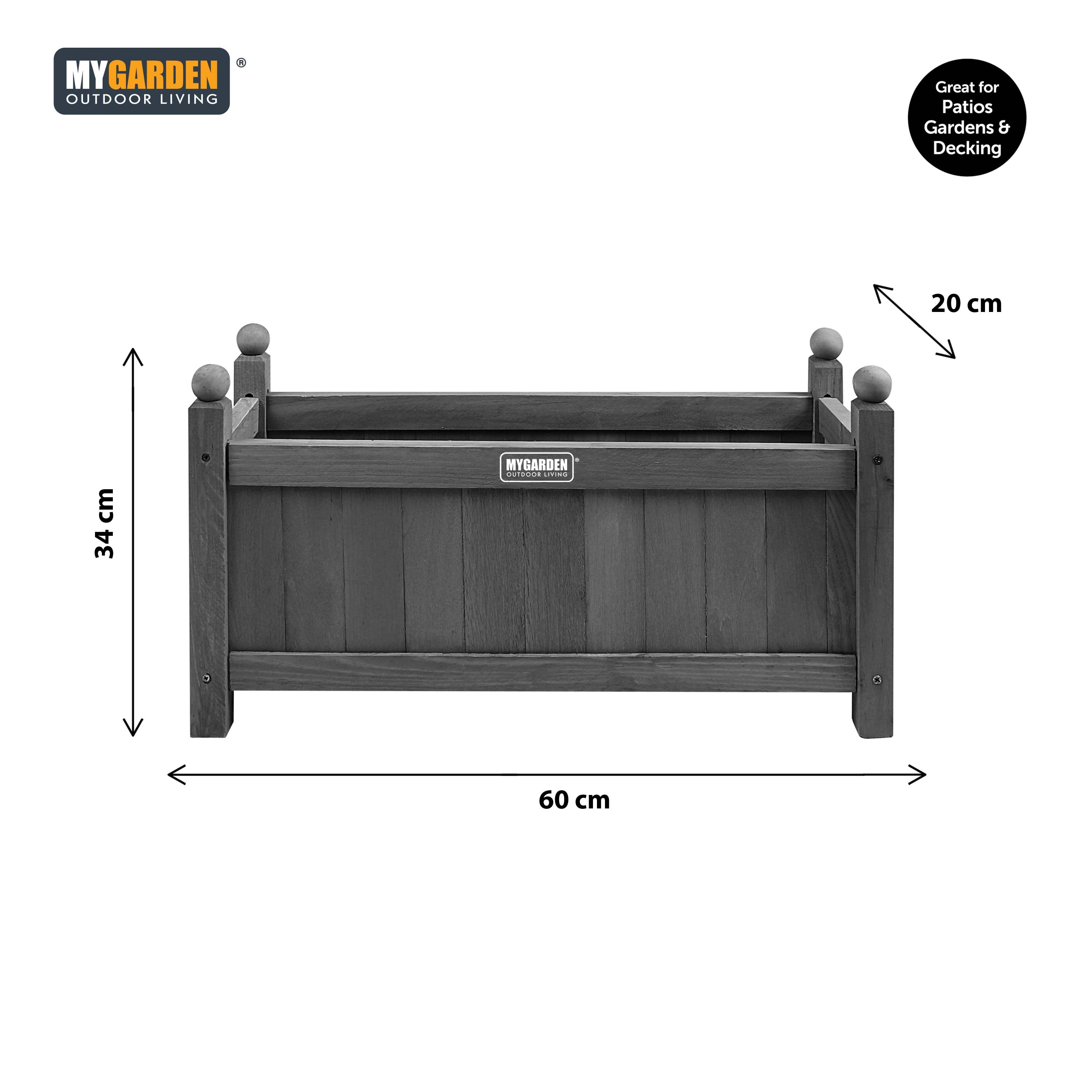 Grey Wooden Planter Medium 60*20*34cm