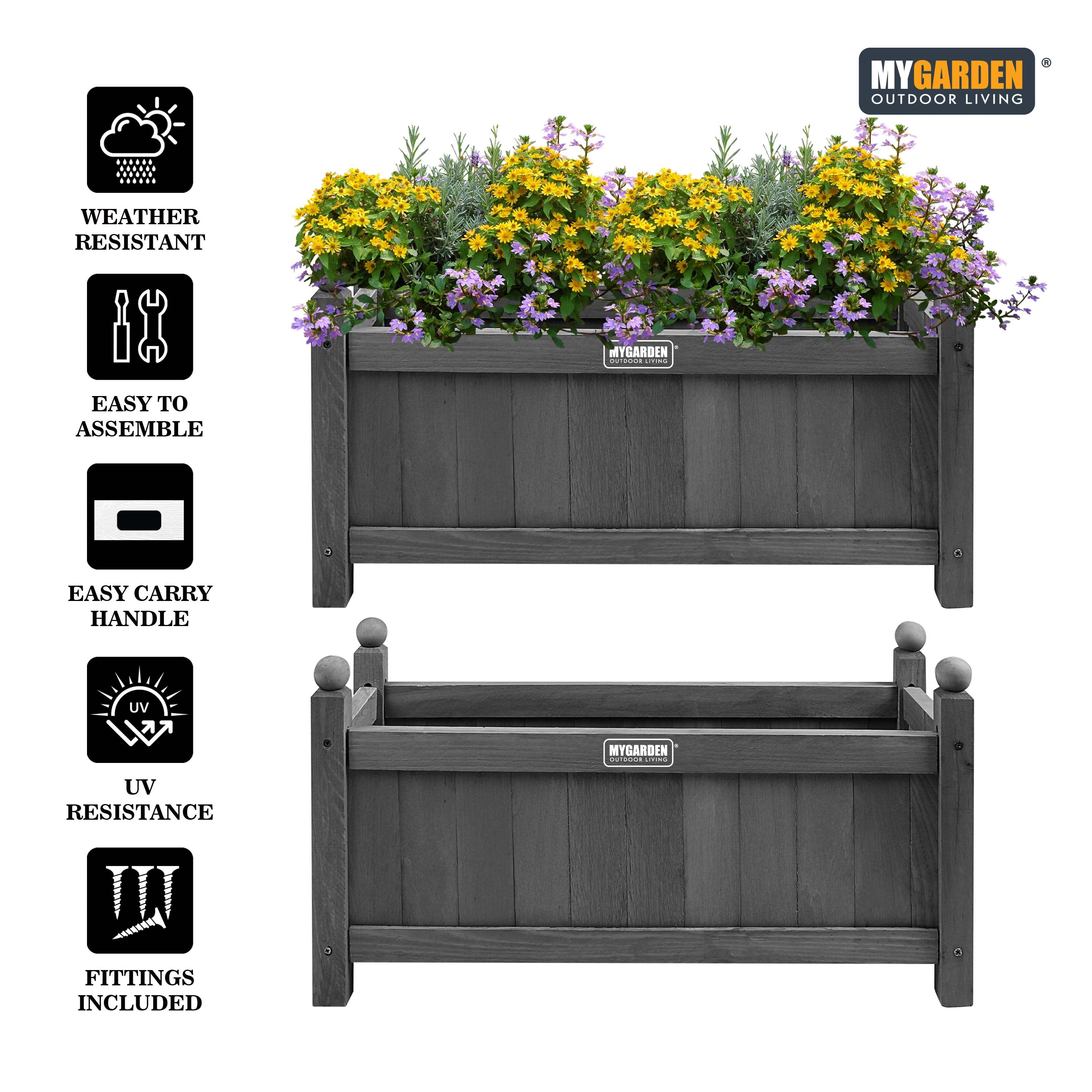 Grey Wooden Planter Medium 60*20*34cm