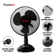 16" Desk Fan Black