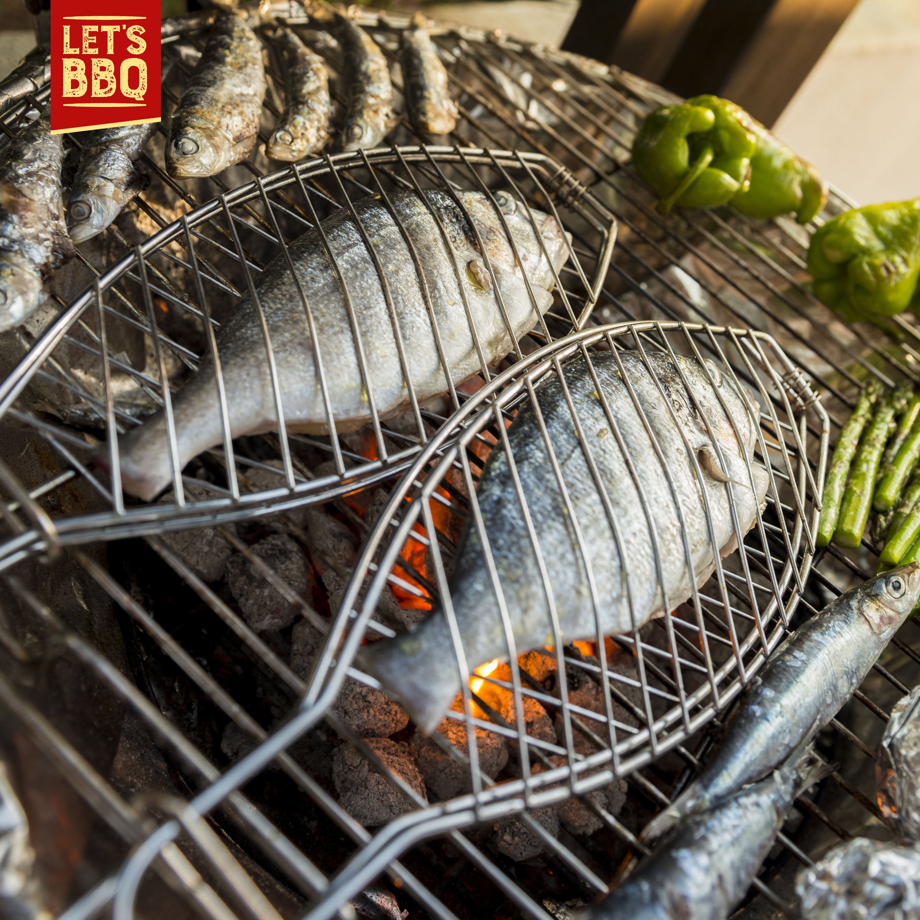 Barbecue Fish Grilling Basket with Non-Stick Coating and Locking