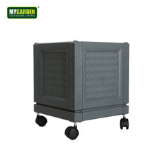 Garden Planter + Wheel Grey