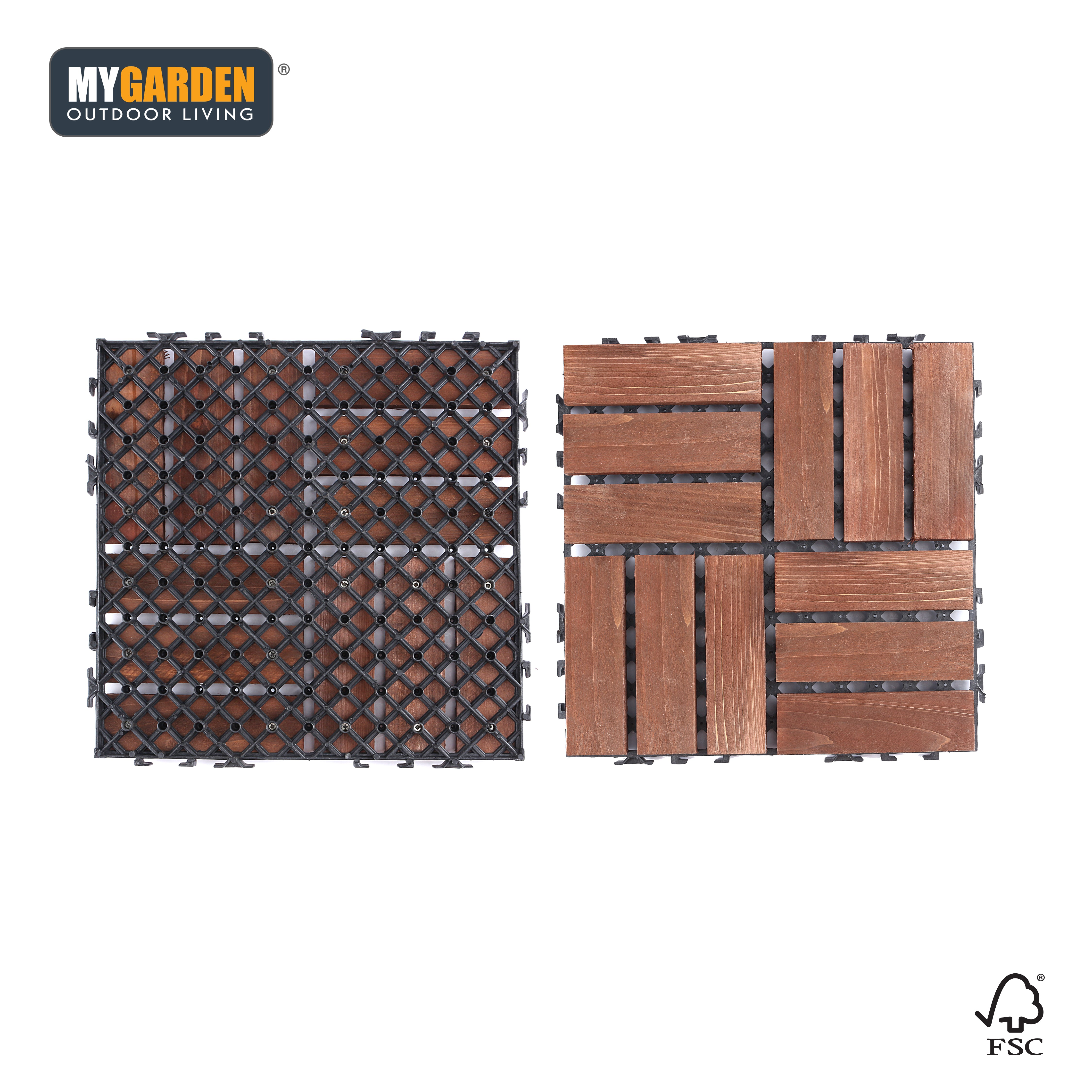 Easy Click Wooden Deck Tiles Brown 30*30