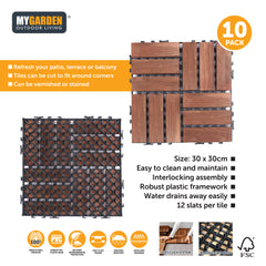 Easy Click Wooden Deck Tiles Brown 30*30