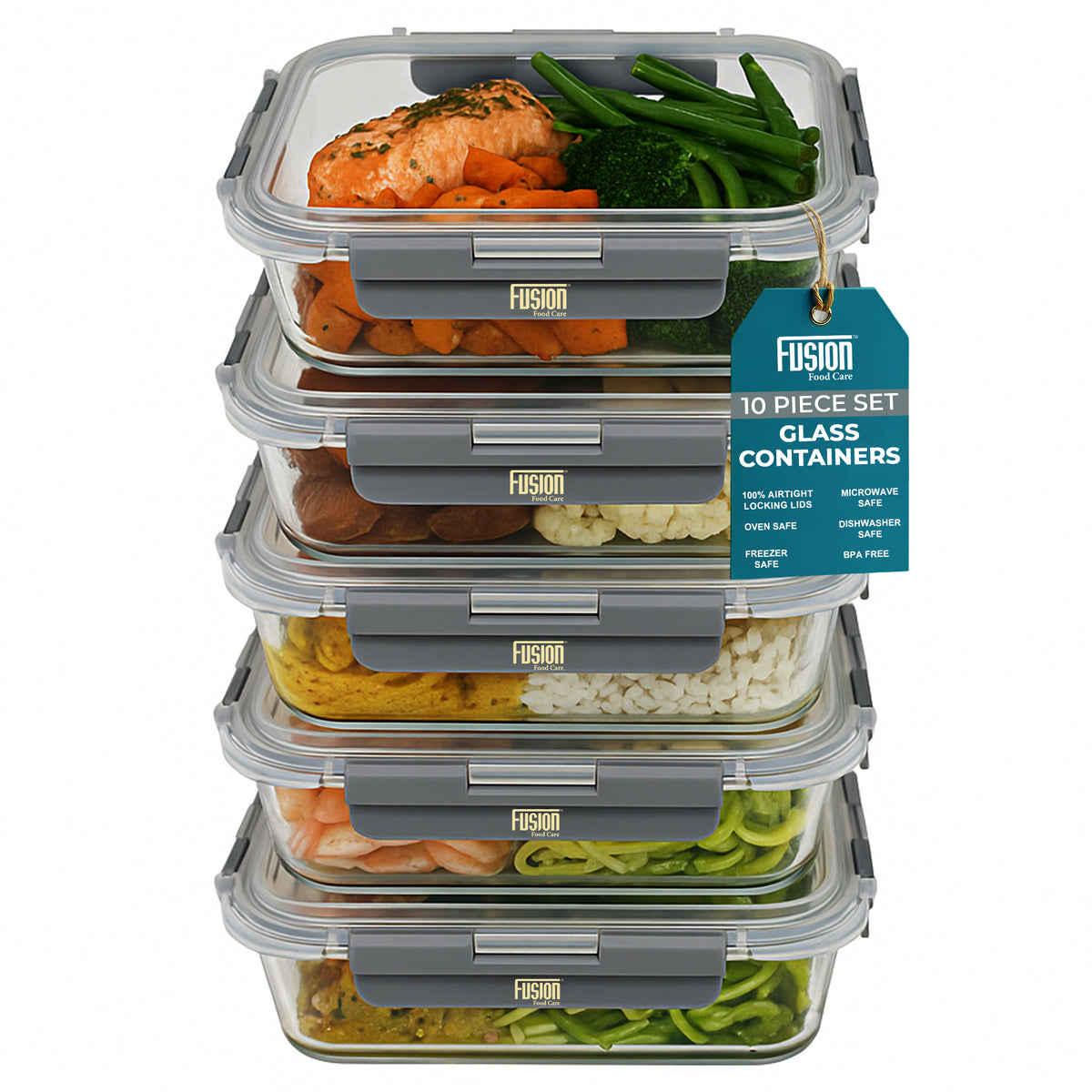 5PK Glass Container With Lid