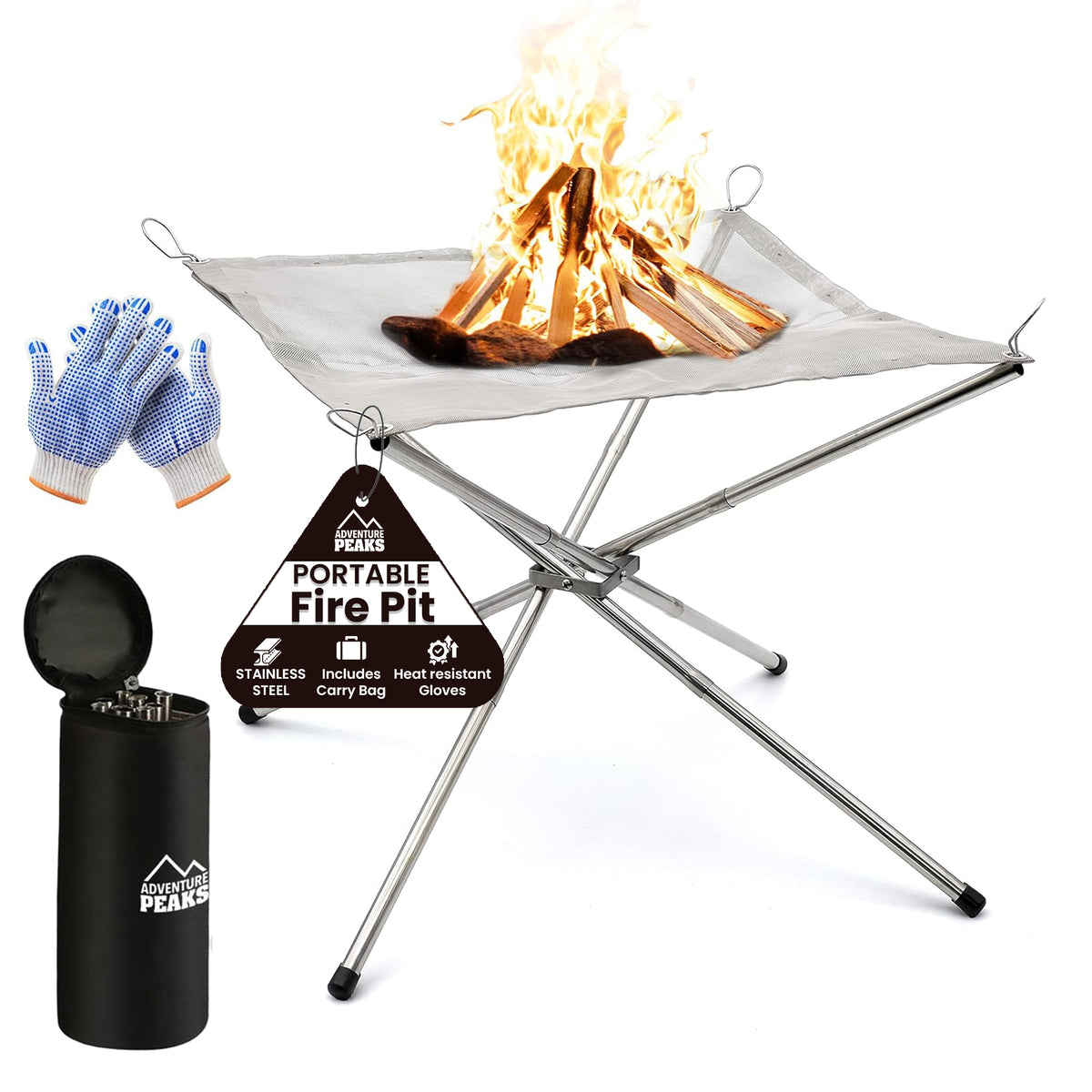 S/S Fire Pit with Carry Bag & Gloves
