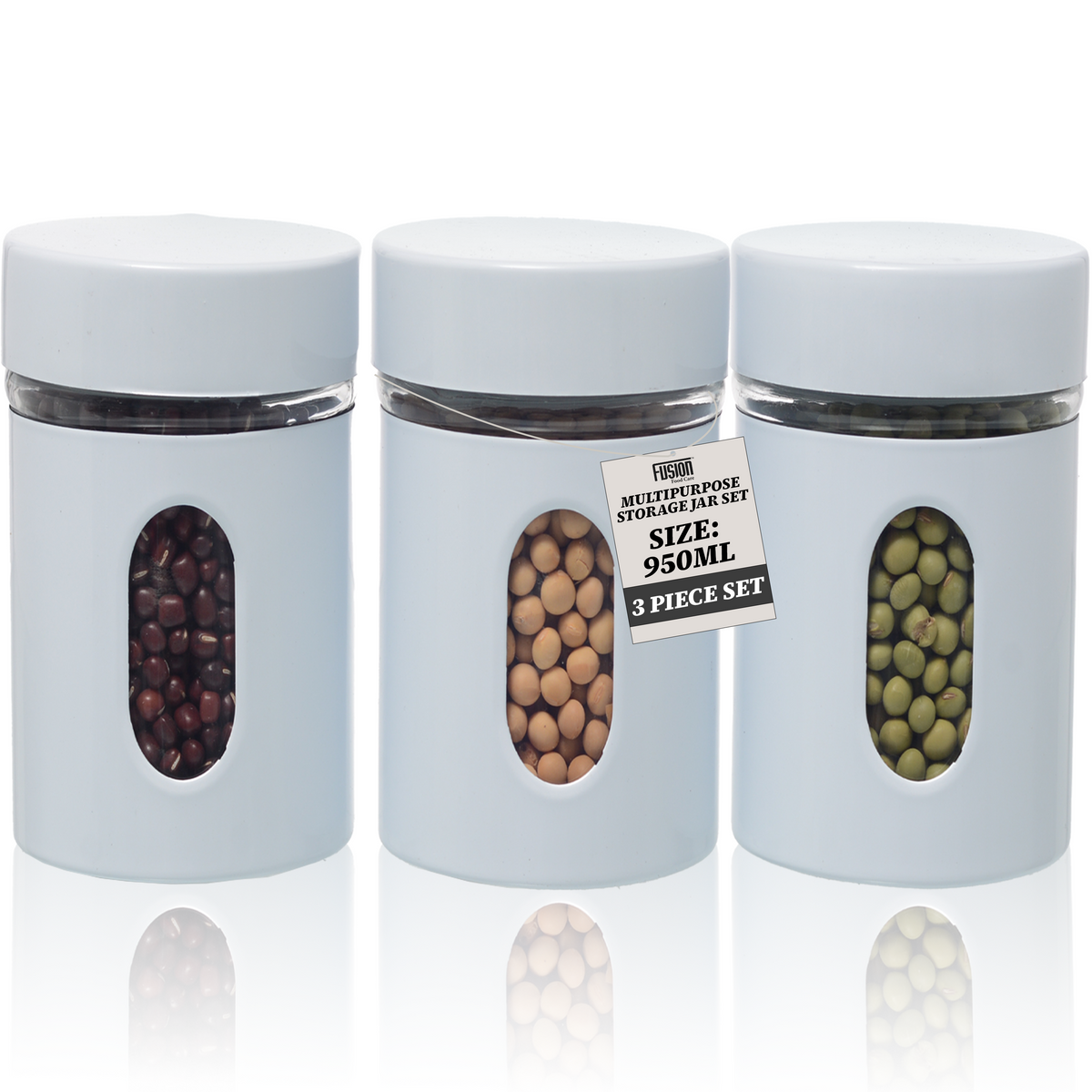 3PK Glass Storage Container White