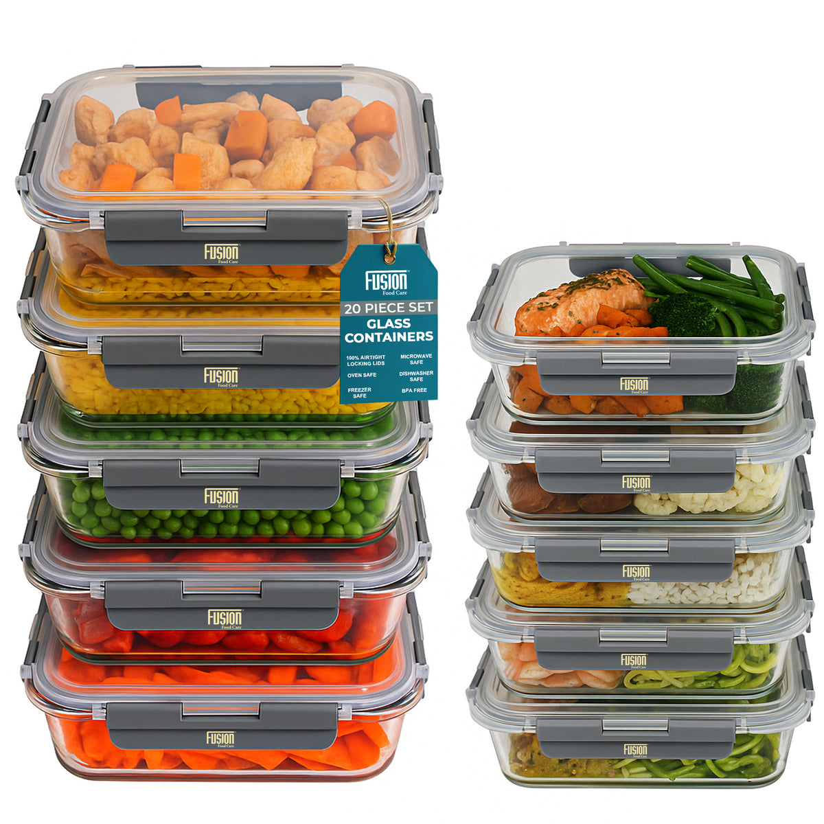 10PK Glass Container With Lid