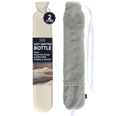 Hot Water Bottle-Long + Cover+Pocket+Strap