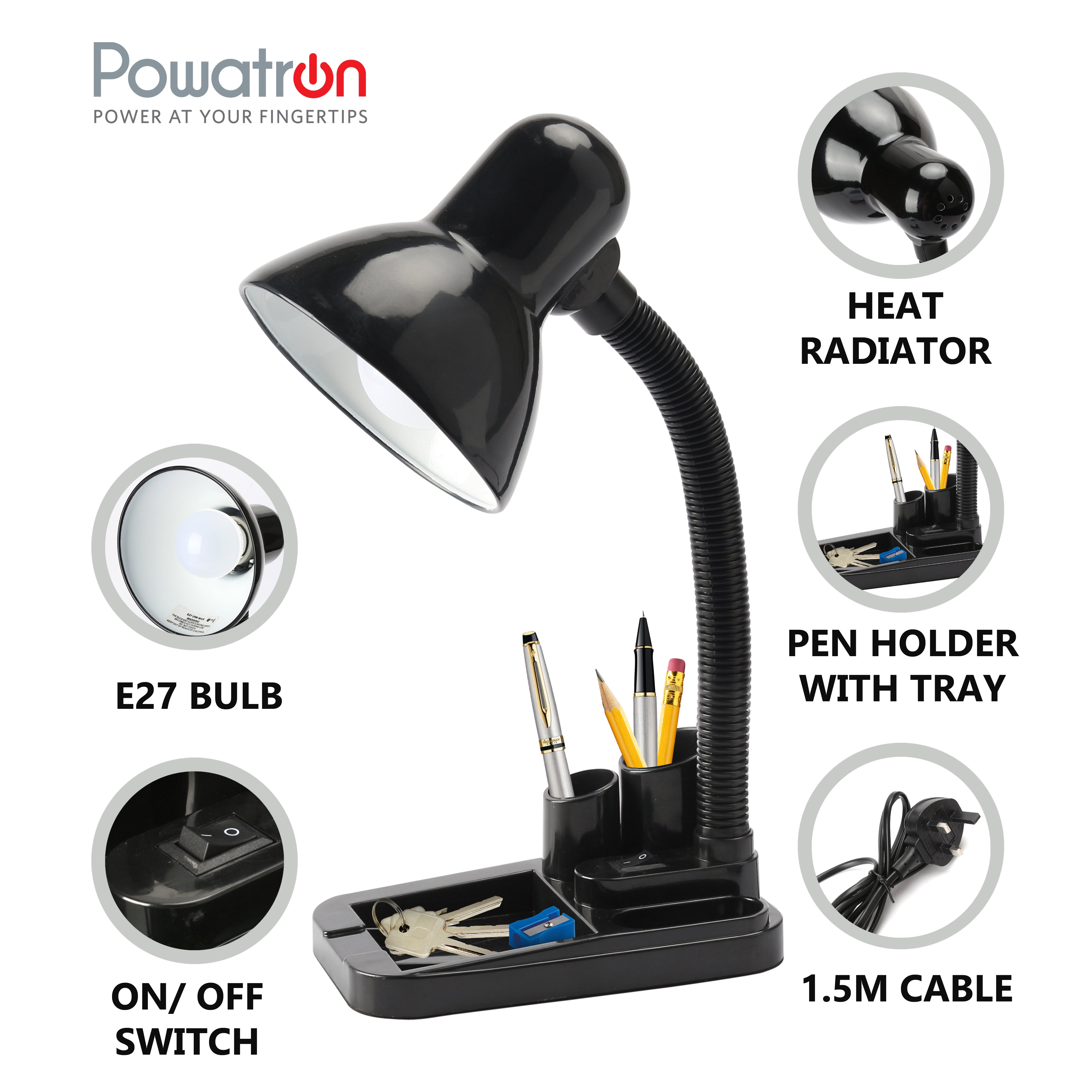 Flexible LED Lamp with Tray and Phone Holder