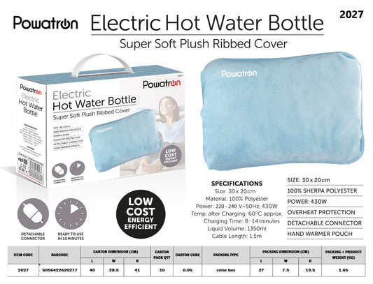 Electric Hot Water Bottle Blue