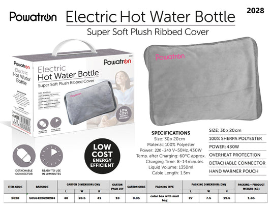 Electric Hot Water Bottle Grey