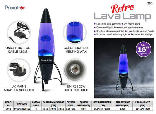 16" Retro Rocket Lava Lamp