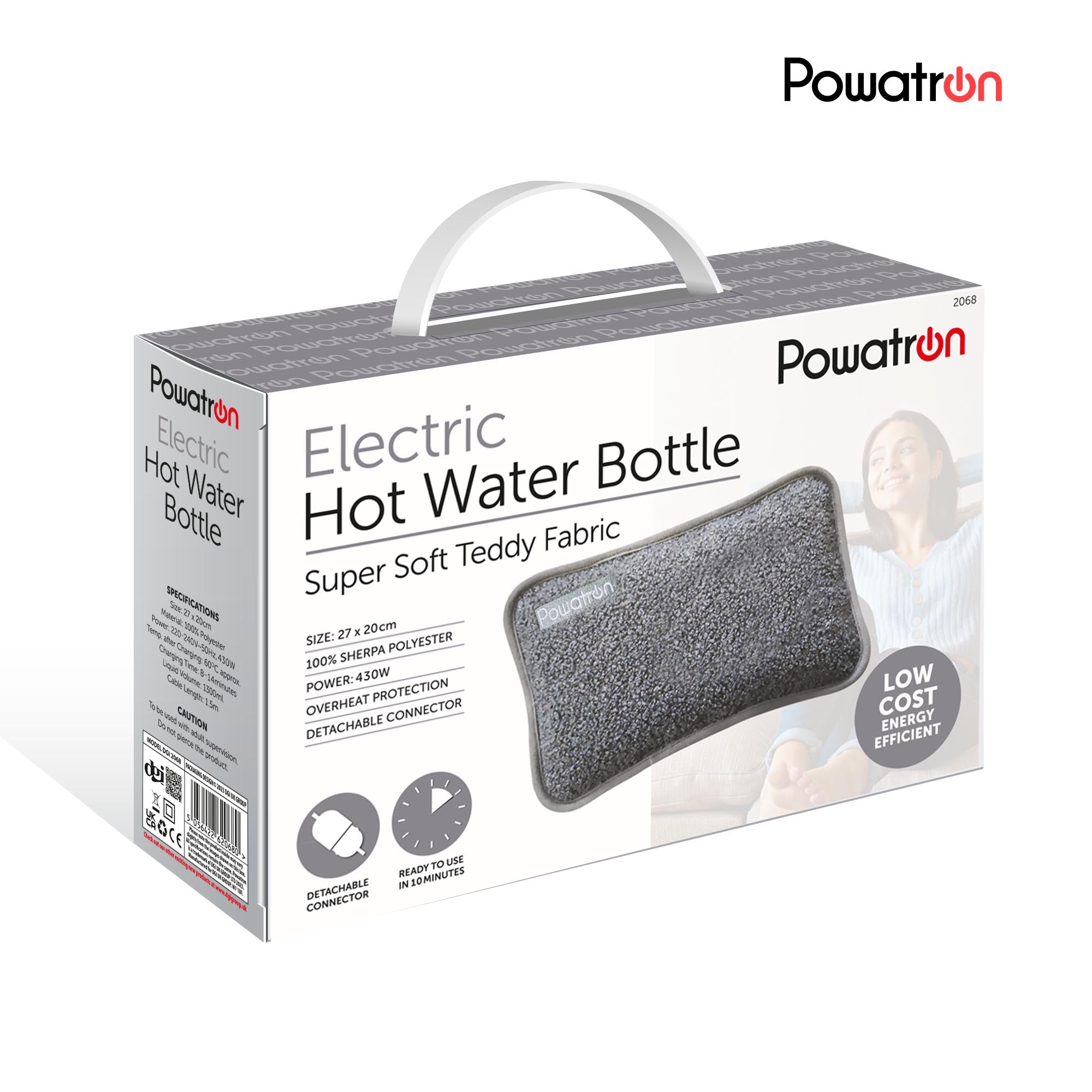 Rechargeable Electric Hot Water Bottle with Super Soft Teddy Fabric