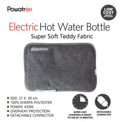 Rechargeable Electric Hot Water Bottle with Super Soft Teddy Fabric
