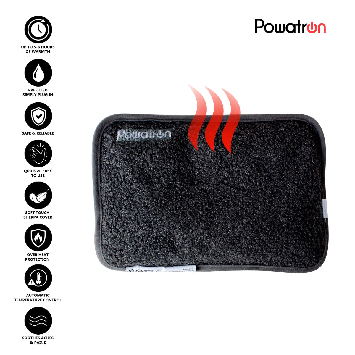 Rechargeable Electric Hot Water Bottle with Super Soft Teddy Fabric