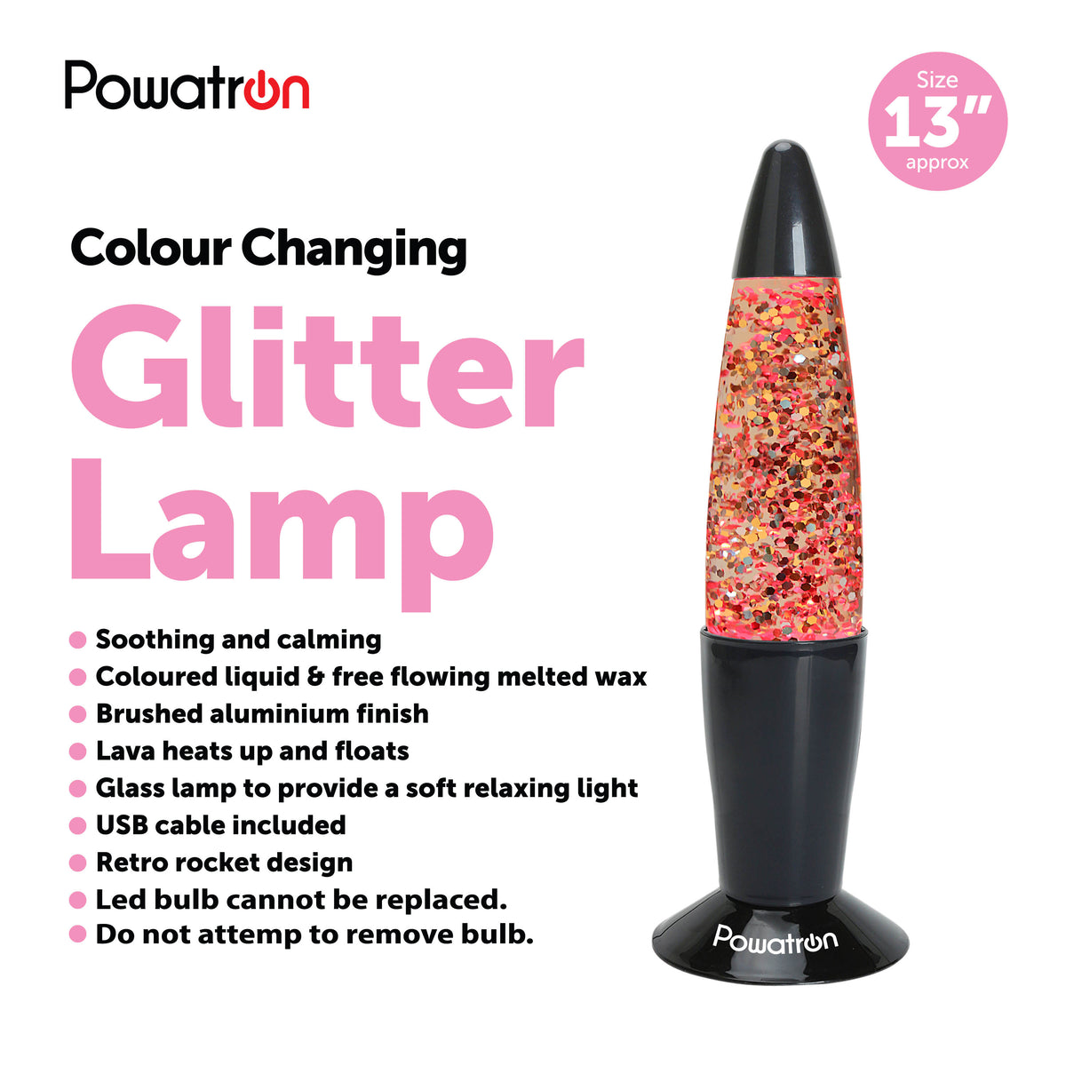 Colour Changing Glitter Lamp