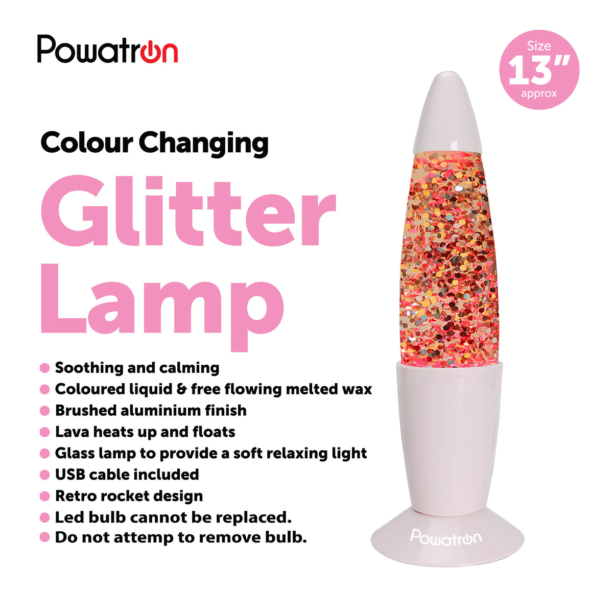 Colour Changing Glitter Lamp