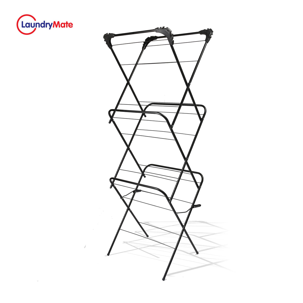 3 Tier Airer Plus 20 pegs Black