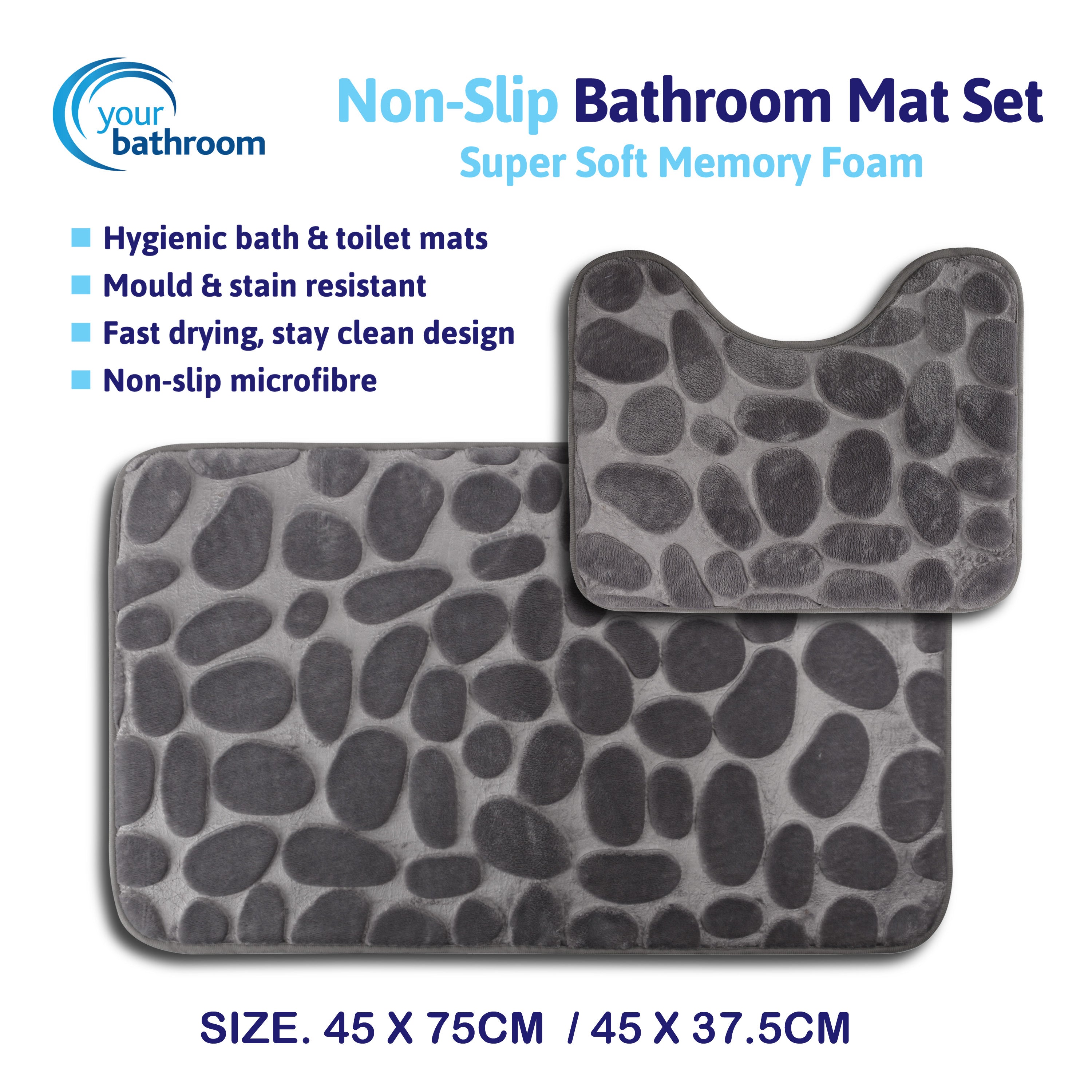 2pc Non-Slip Bathroom Mat Set