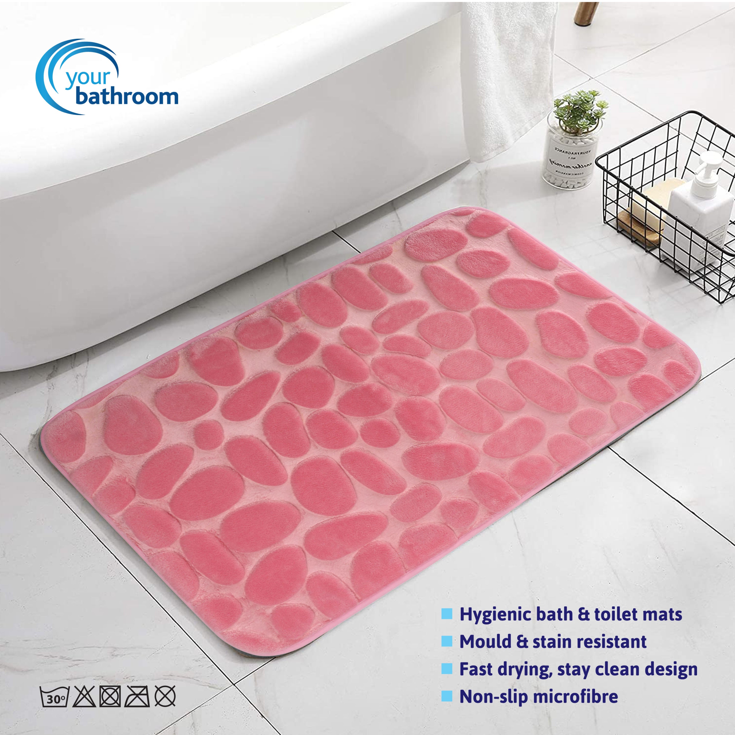 Memory Foam Bath Mat Set Pink