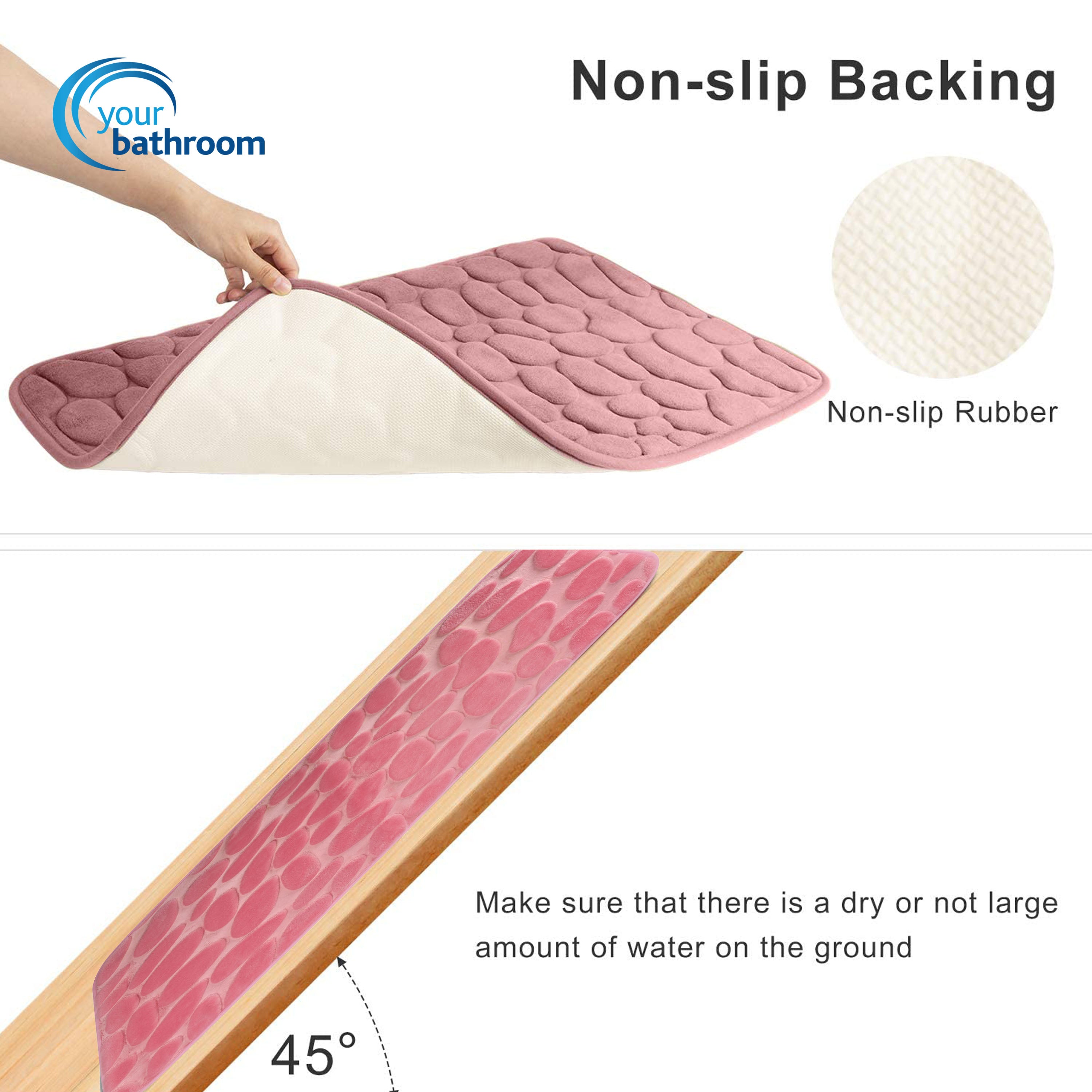 Memory Foam Bath Mat Set Pink