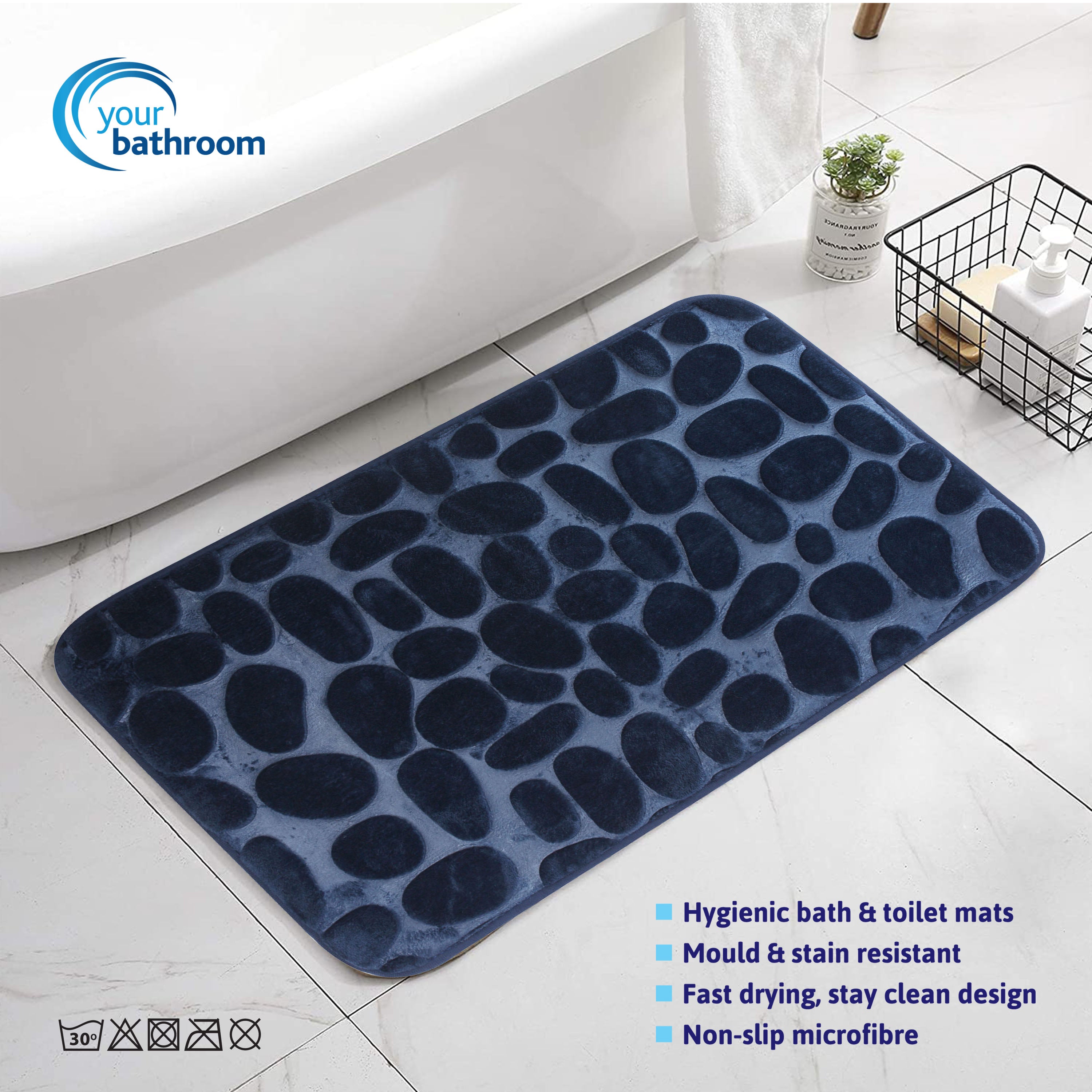 Memory Foam Bath Mat Set Navy