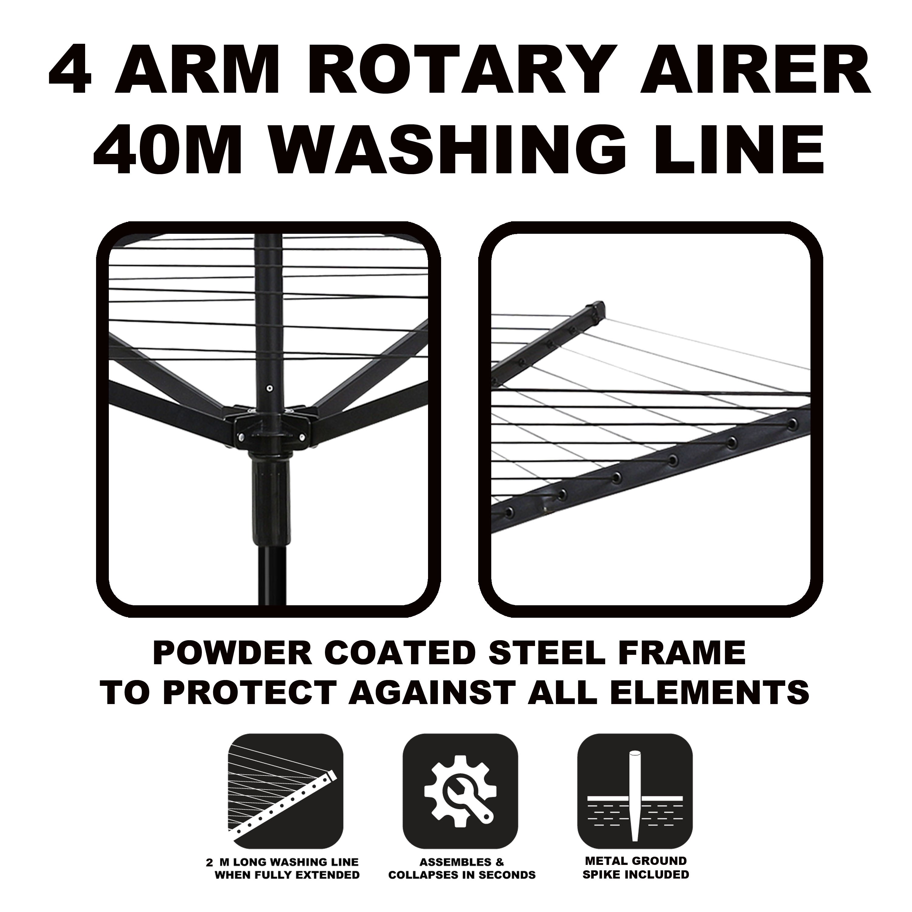 40m 4 Arm Rotary Airer Inc Metal Spike