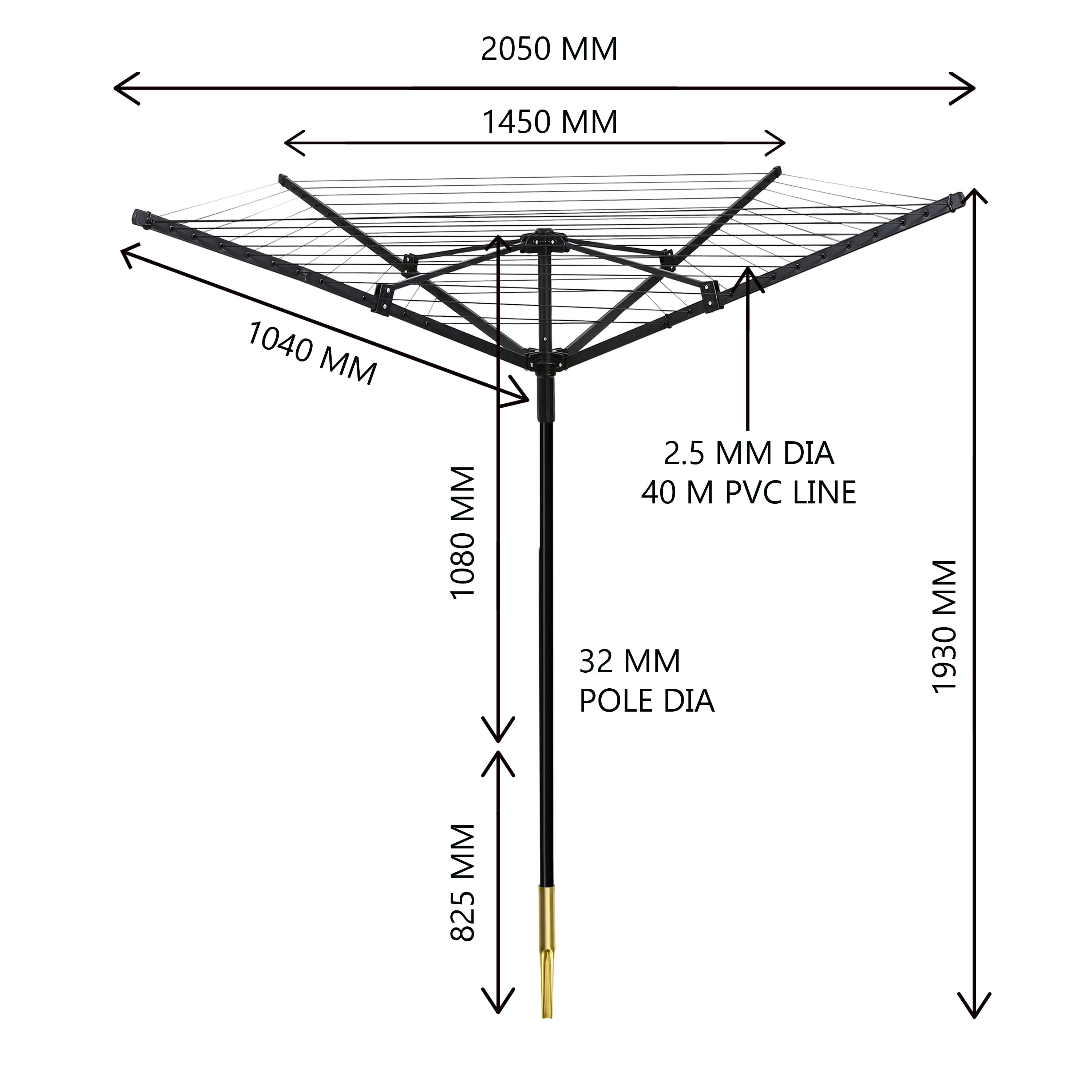 40m 4 Arm Rotary Airer Inc Metal Spike