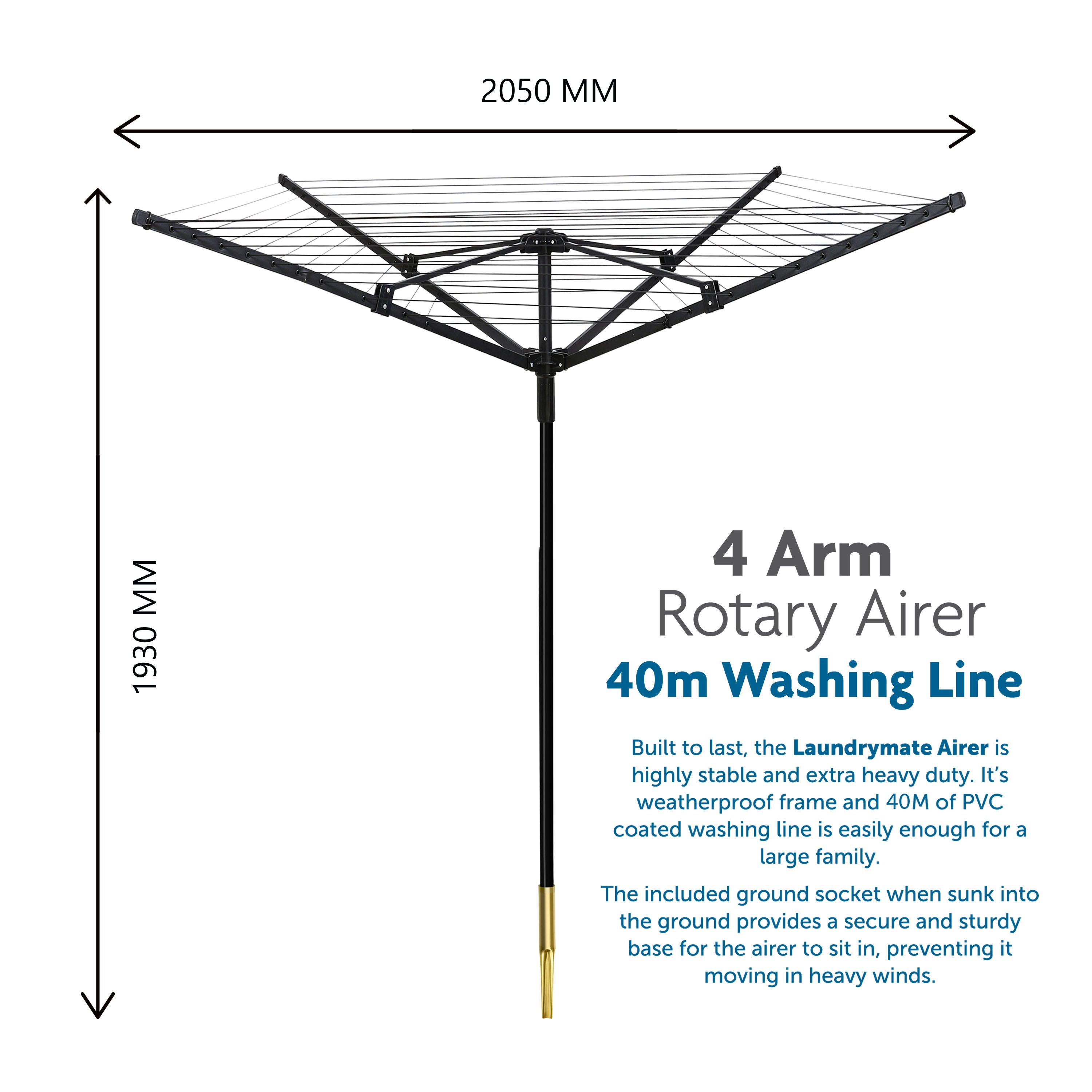 40m 4 Arm Rotary Airer Inc Metal Spike