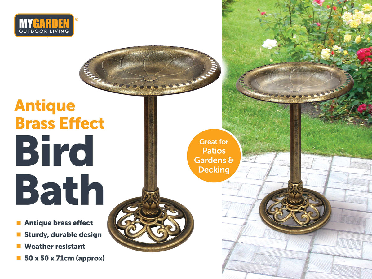 Antique Brass Effect Bird Bath