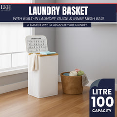 Bamboo Laundry Box + Inner Bag White