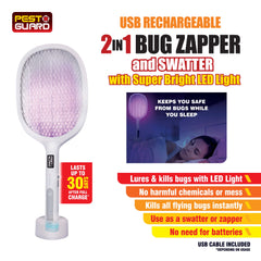 2 in 1 Racket Fly Killer USB Rechargeable