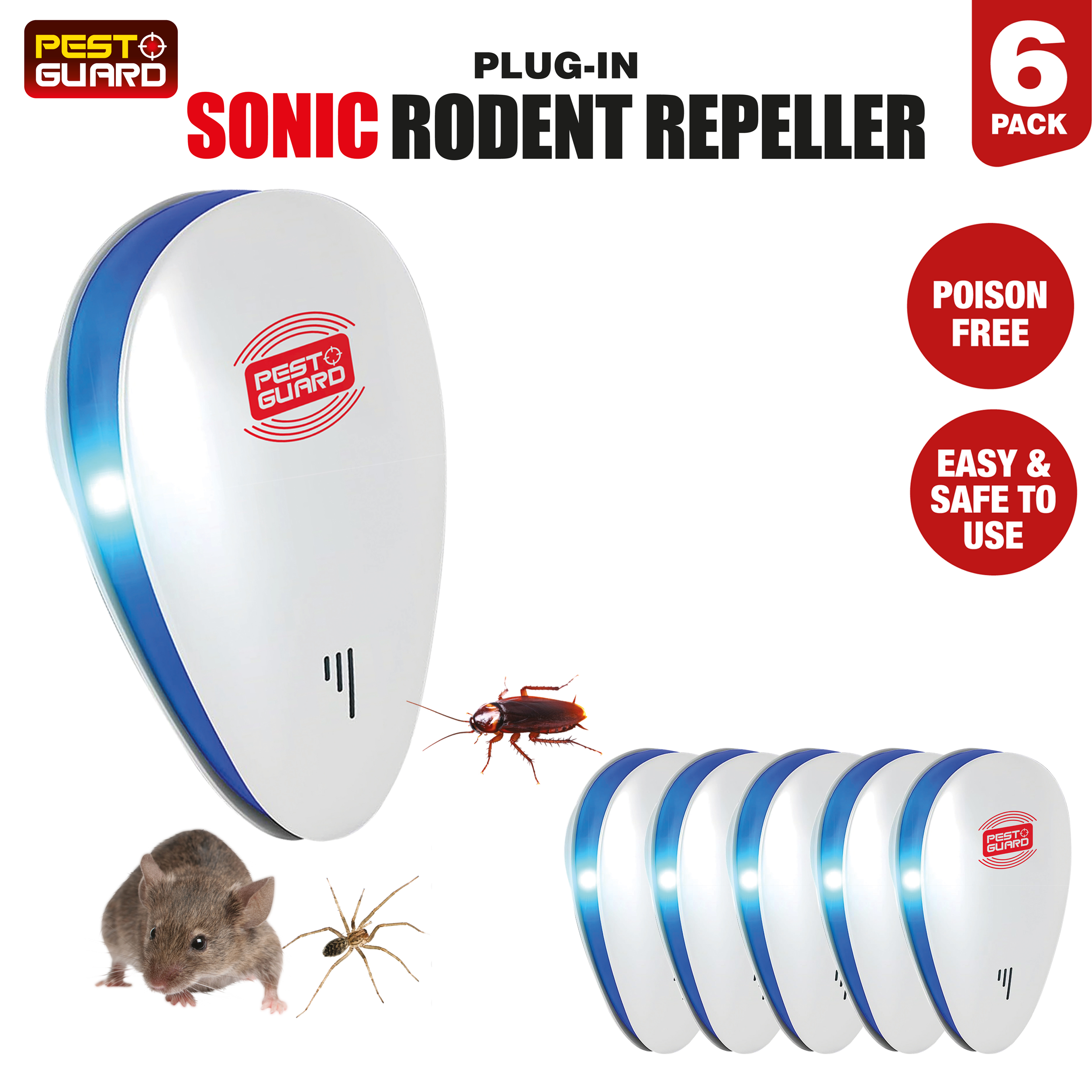 6PK Ultrasonic Pest Repeller