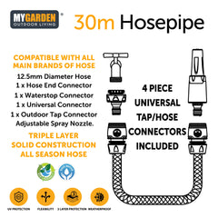 30m Hosepipe with Connectors