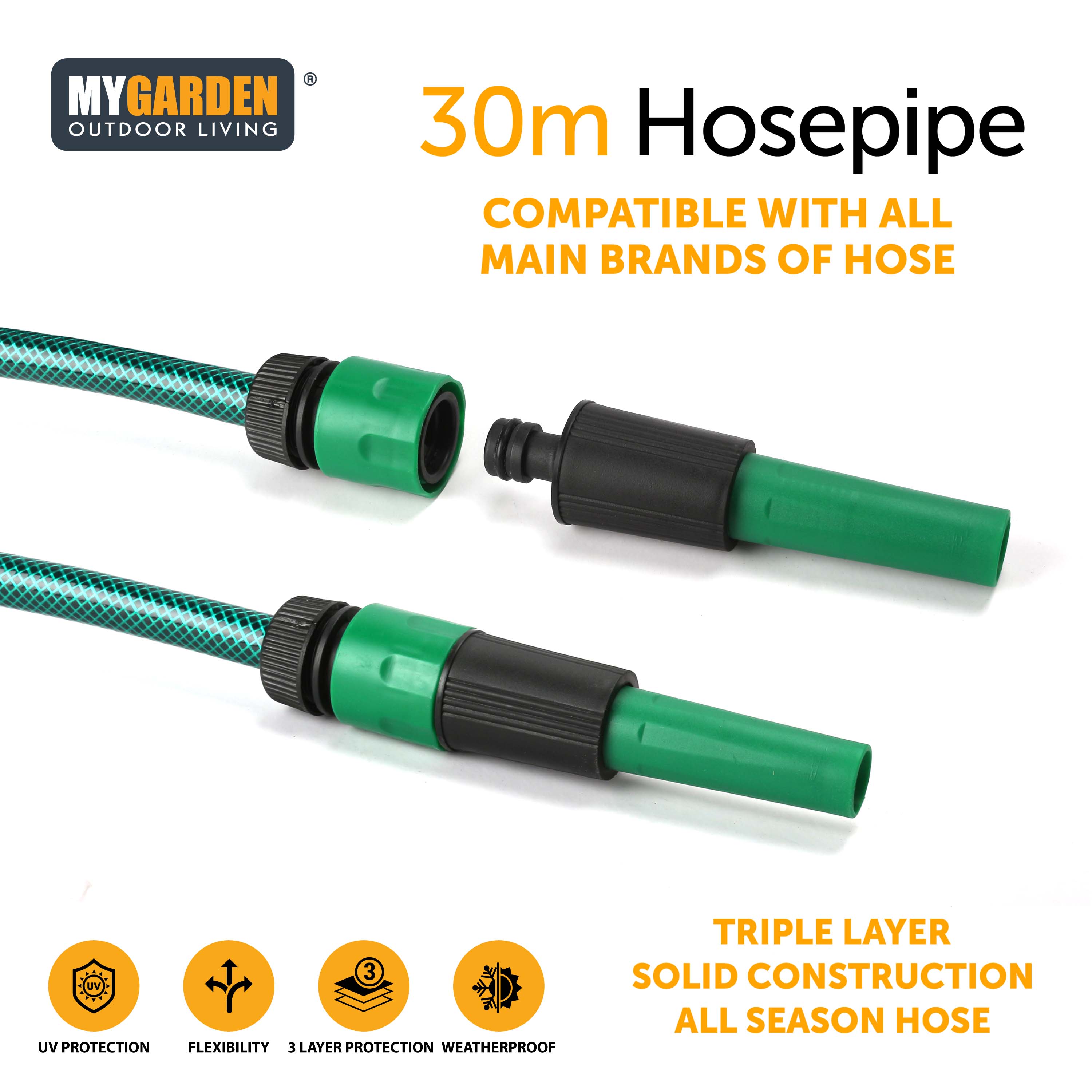 30m Hosepipe with Connectors