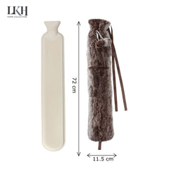 2L Brown BS Rubber LHW Bottle+ Plush Cover+Two Pompos+Pocket+Strap