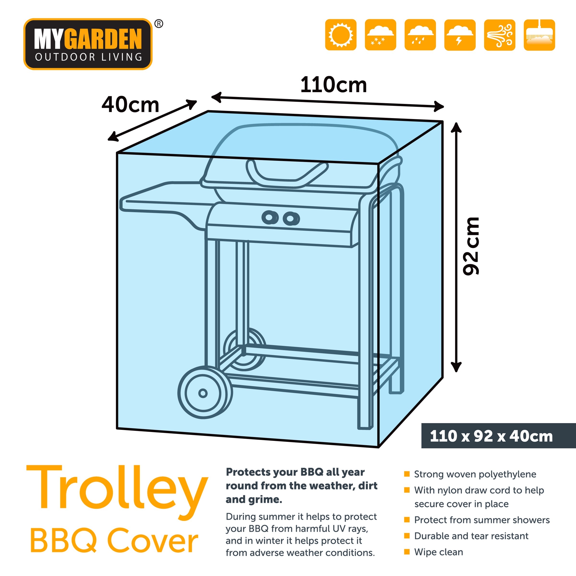 Durable Trolley Barbecue Cover For Protection