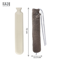 2L Brown LHW Bottle+Sherpa Fleece Cover+Two Pompos+Pocket+Strap